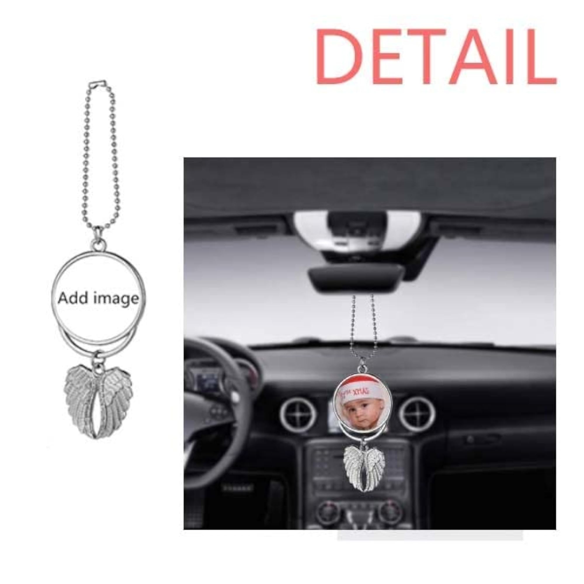 US Map Outline Bar Code Art Deco Silver Wing Car Pendant